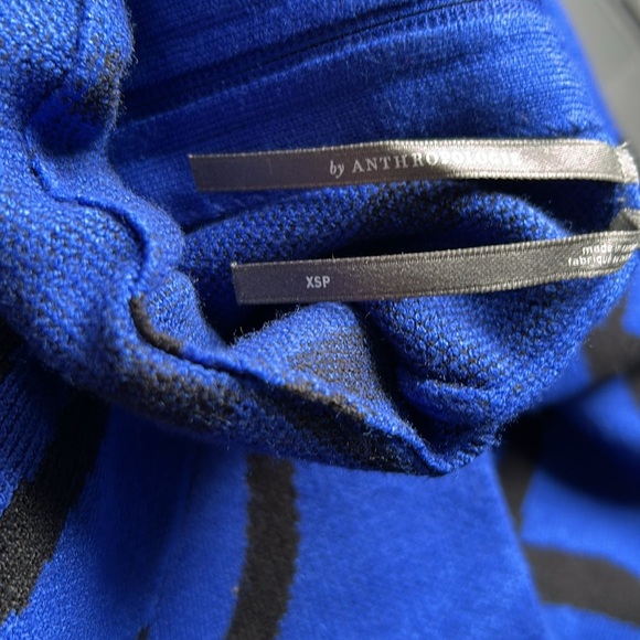 Anthropologie The Nina Short Sleeve Mock Neck Mod Mini Dress Blue Black XSP NEW - Picture 8 of 14